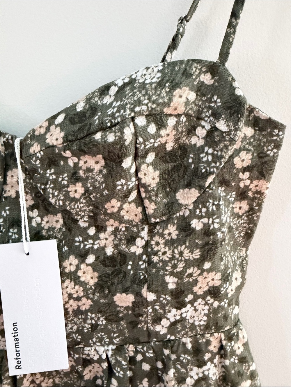 Reformation Effie Linen Maxi Dress 2 Linseed Green Floral NWT $298 - Picture 4 of 10
